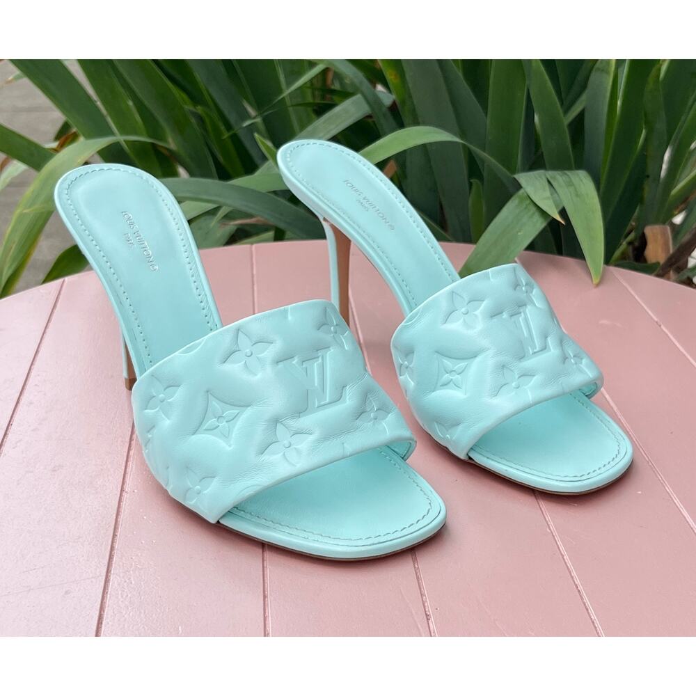 LOUIS VUITTON Revival Mules Heels LV MG Sandals Leather NEW w/box Sz 39 #BR0232 - Picture 2 of 12